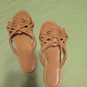 JustFab Tan Woven Sandals